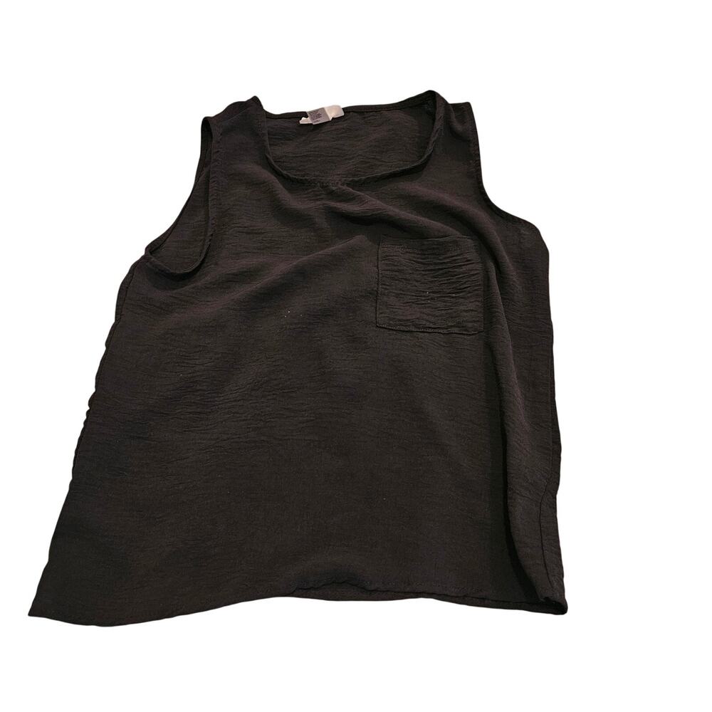 Just Be Black Sleeveless Blouse Womens Small Textured Pocket Tank Top